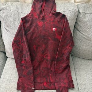 lululemon athletica Red Marble Pullover Hoodie with Canadian Flag Patch